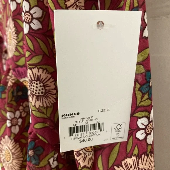 Floral Pink Blouse with Lace Trim NWTS - Picture 6 of 11